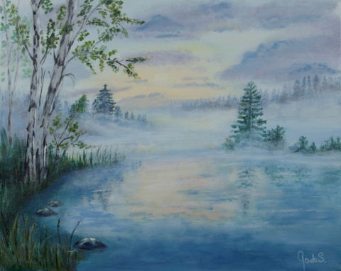 Obraz akrylowy 40x50 cm – Jezioro we mgle