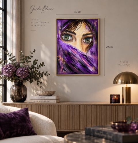 Obraz olejny 50x70 cm „Hipnotyczne spojrzenie „