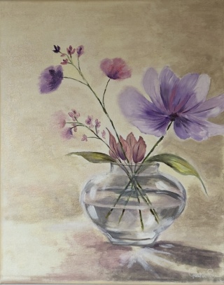 Obraz olejny na płótnie, 40 × 50 cm "Cisza kwiatów"