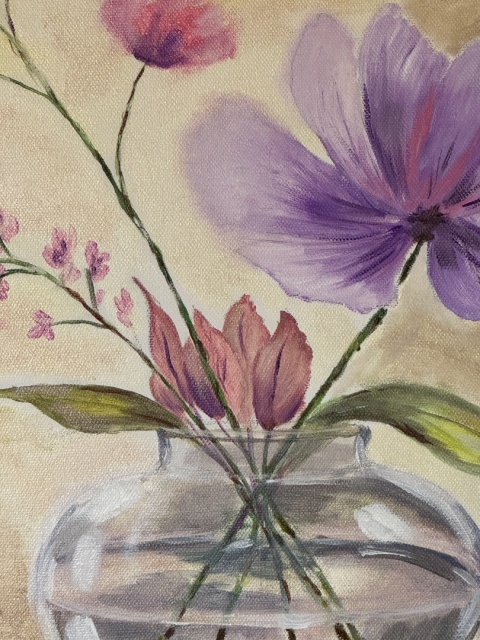 Obraz olejny na płótnie, 40 × 50 cm "Cisza kwiatów"