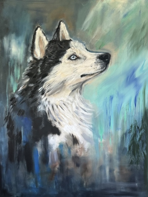 Obraz olejny 60x80 cm „Harry – błękitne spojrzenie”