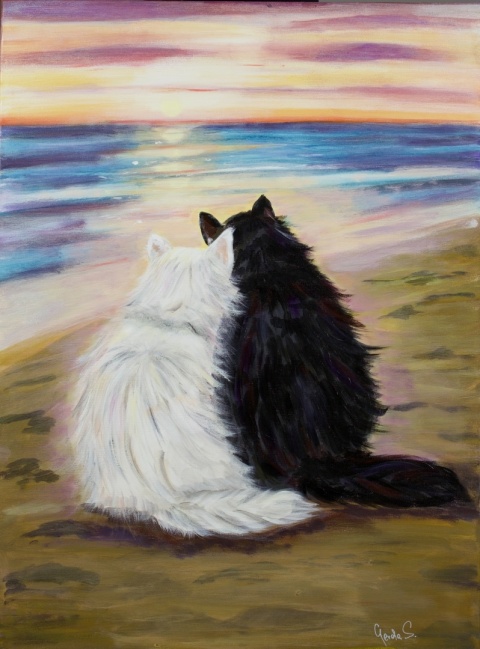 Obraz akrylowy 55x75 cm „Razem o zachodzie”