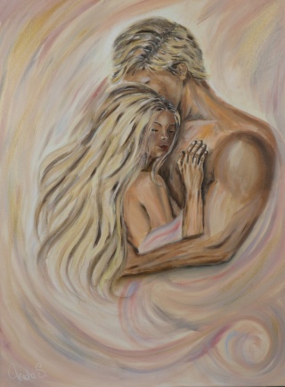 Obraz olejny 60x80 cm " W objęciach"