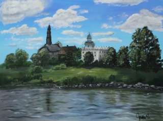 Obraz olejny 60x80 cm "Sandomierz nad Wisłą"